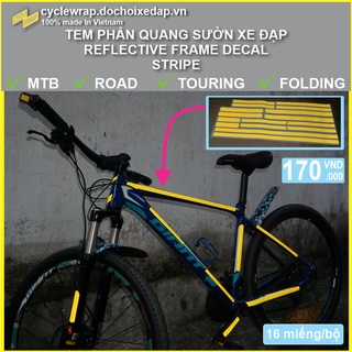 Tem phản quang dán sườn xe đạp địa hình - đường trường - touring - đường phố Stripe | Decal phản quang xe đạp |CycleWrap