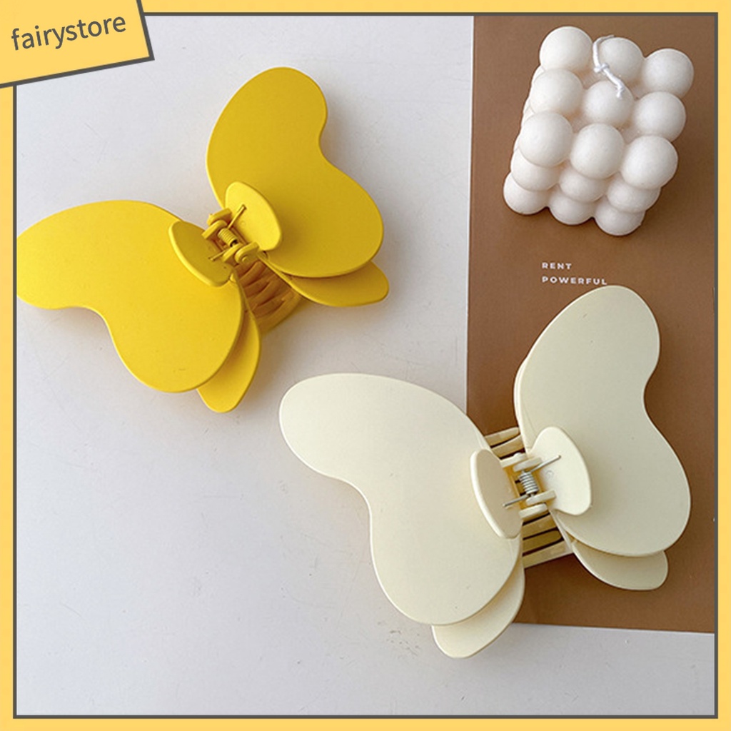 Kẹp Tóc Hai Lớp Màu Trơn Chống Nứt Nẻ Hình Bướm Dành Cho Nữ