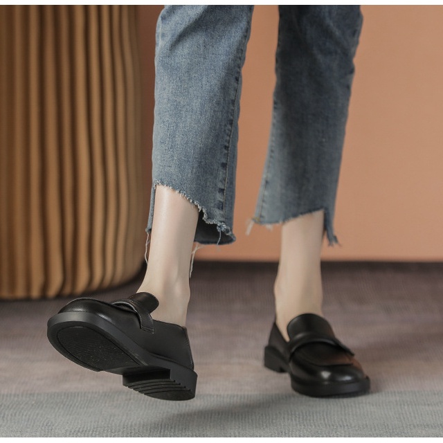 Giày Lười Da Thiết Kế Trẻ Trung Phong Cách Anh Quốc Cho Bạn Gái