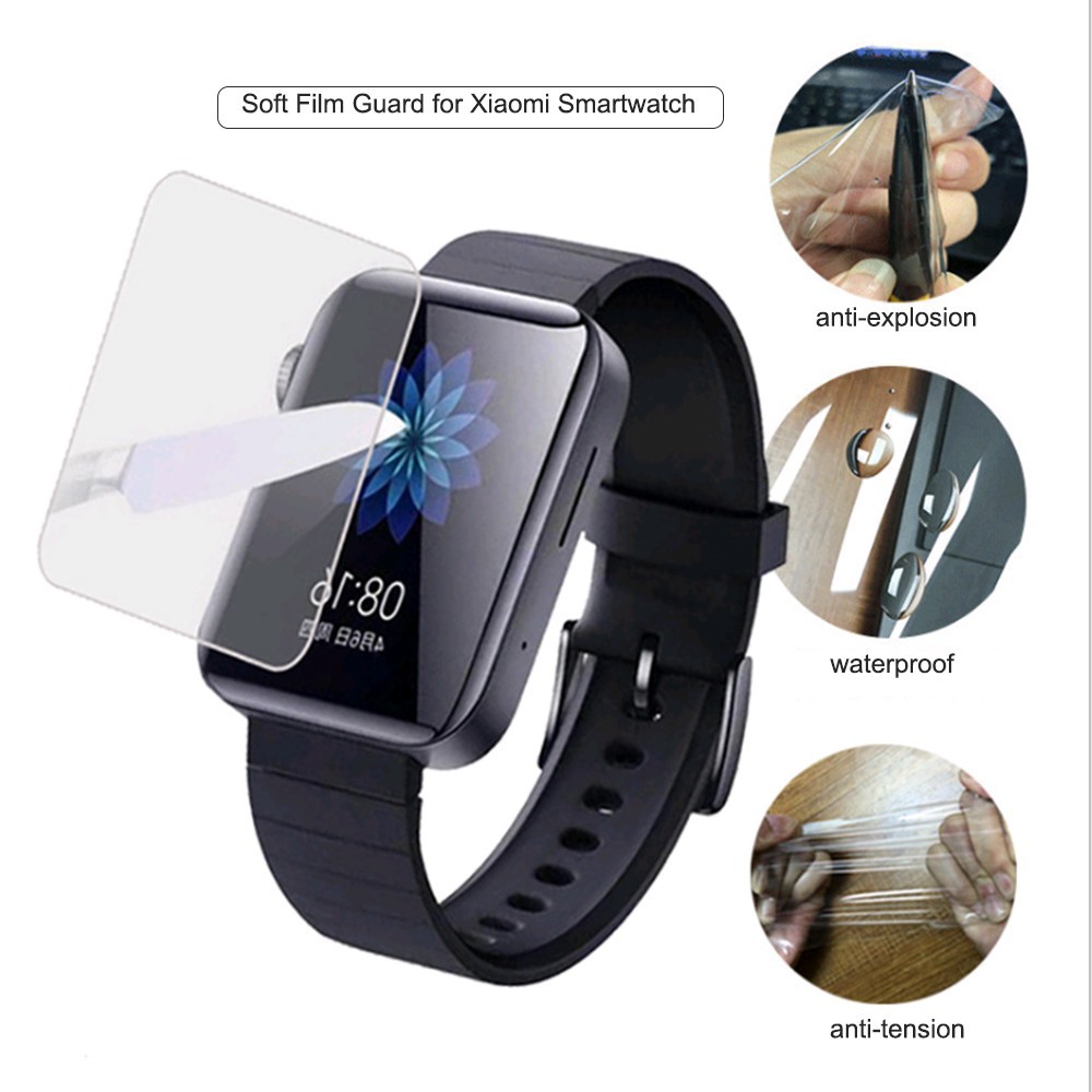 Clear Film Guard For Xiaomi MI Smart Watch Screen Protector Soft TPU Full Cover Protective Anti Explosion Anti-shatter with Installation Cleaning Tools Set Fast Delivery