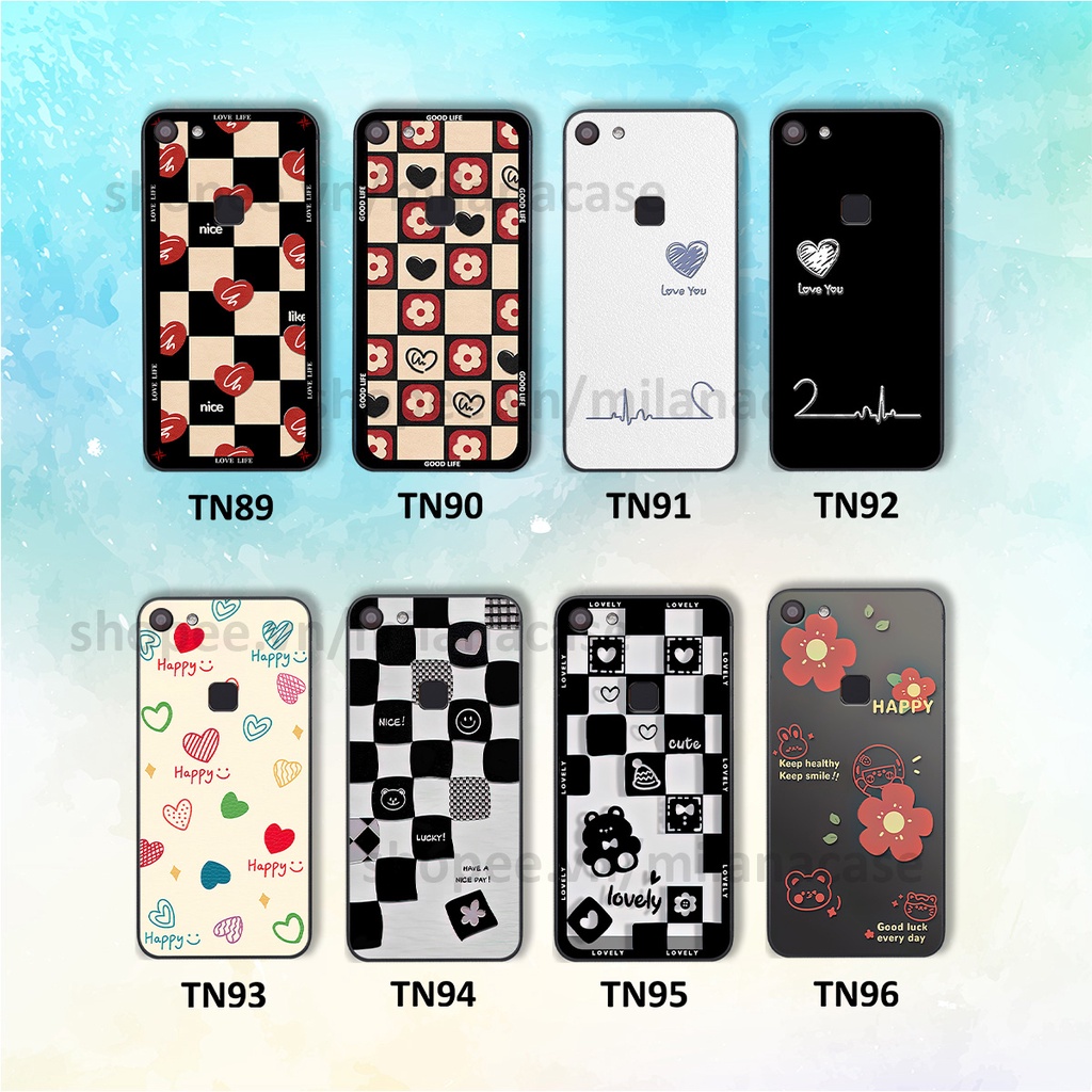 Ốp Vivo V7 / V7 Plus / V7+ in hình caro trái tim siêu đẹp, siêu nét đầy phong cách cá tính