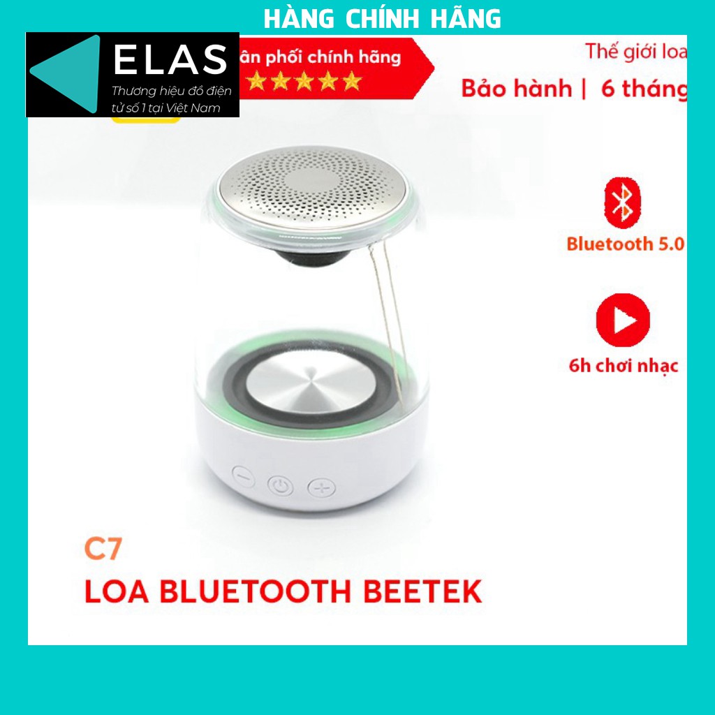 Loa Bluetooth Mini ELAS C7 Trắng-Nhỏ gọn, Tinh tế 6h Phát nhạc BH 6 Tháng