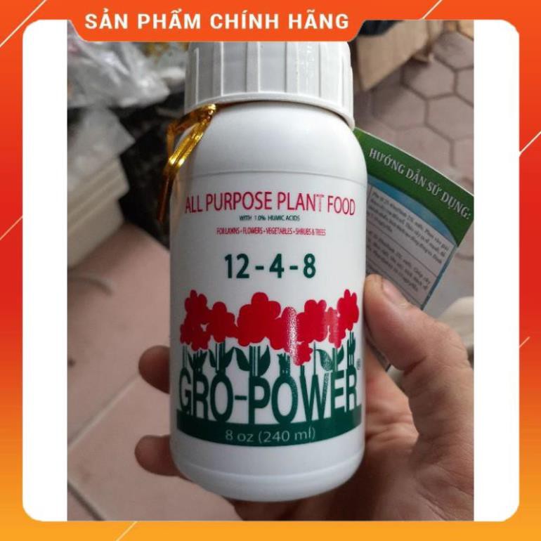 Phân Bón GRO POWER 12.4.8 CHO HOA LAN CÂY KIỂNG Chai 240ml.
