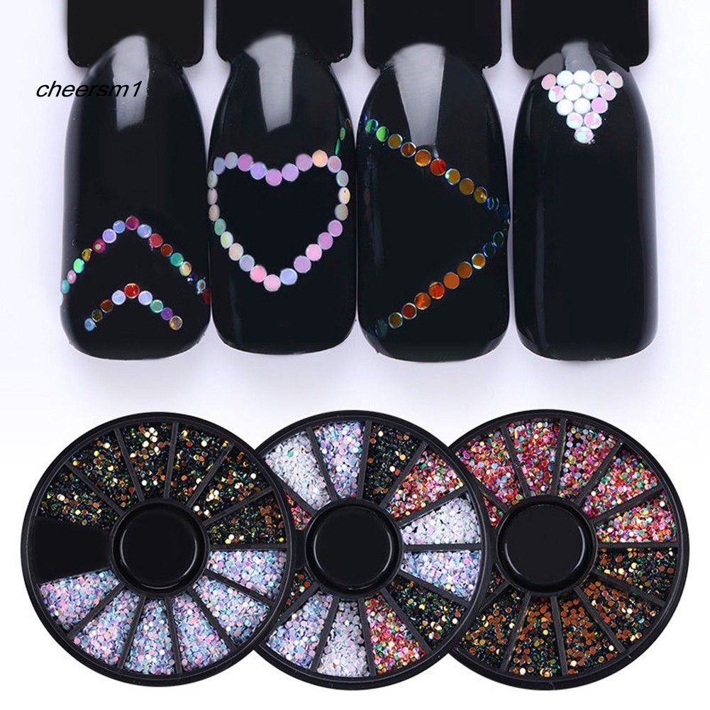 CHE♥1 Wheel 1mm Mixed-Color 3D Nail Art Decor DIY Round Sequins DIY Manicure