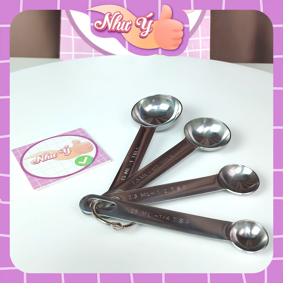 Bộ muỗng đong inox cao cấp, thìa đong nhà bếp, thìa đo lường, đũa định lượng bột, sữa, gia vị, cà phê