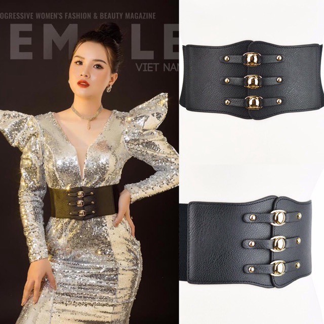 Đai váy da bản siêu to 10,5cm THÍT 3 CÚC