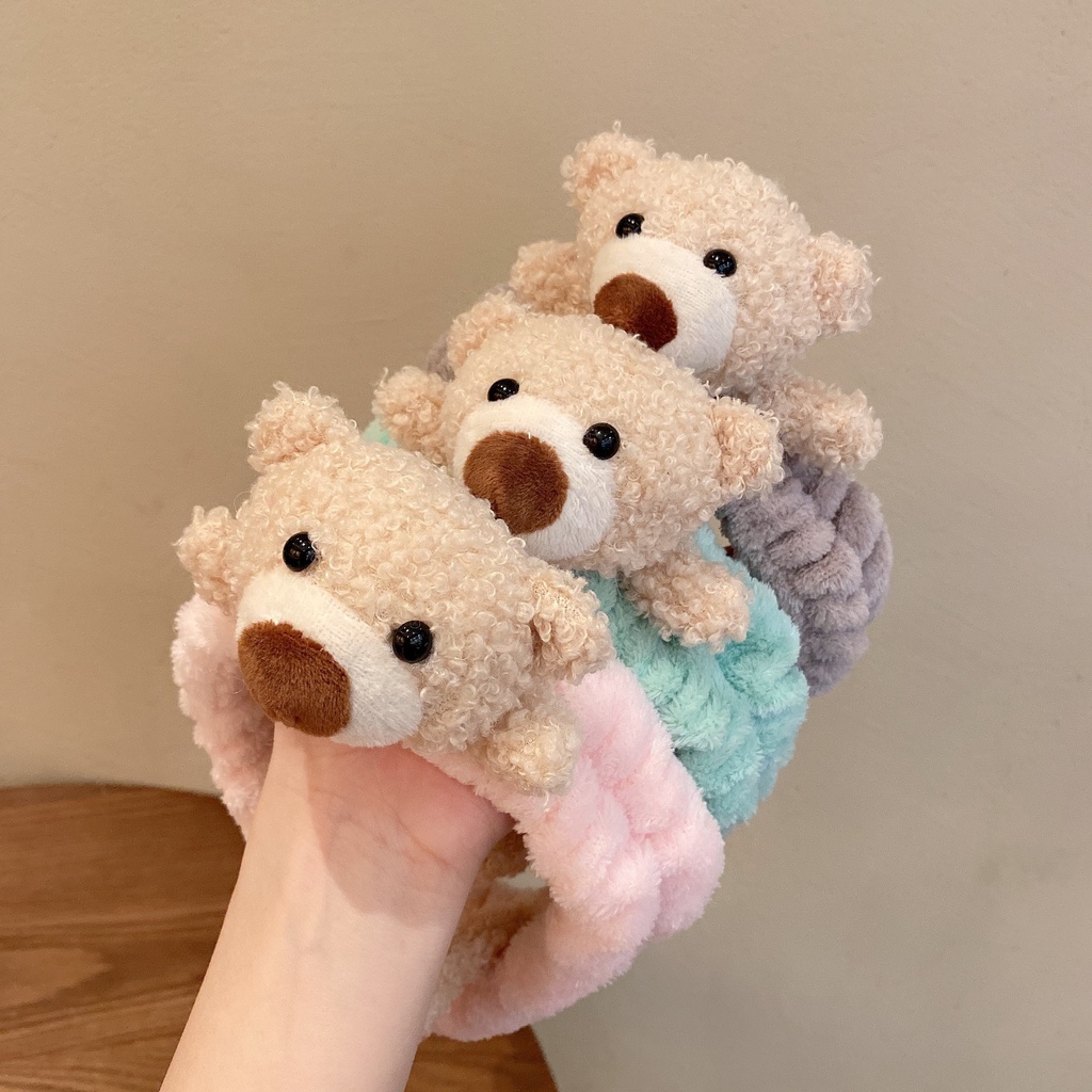Băng đô cài tóc hình gấu bông dễ thương 8 màu tùy chọn
