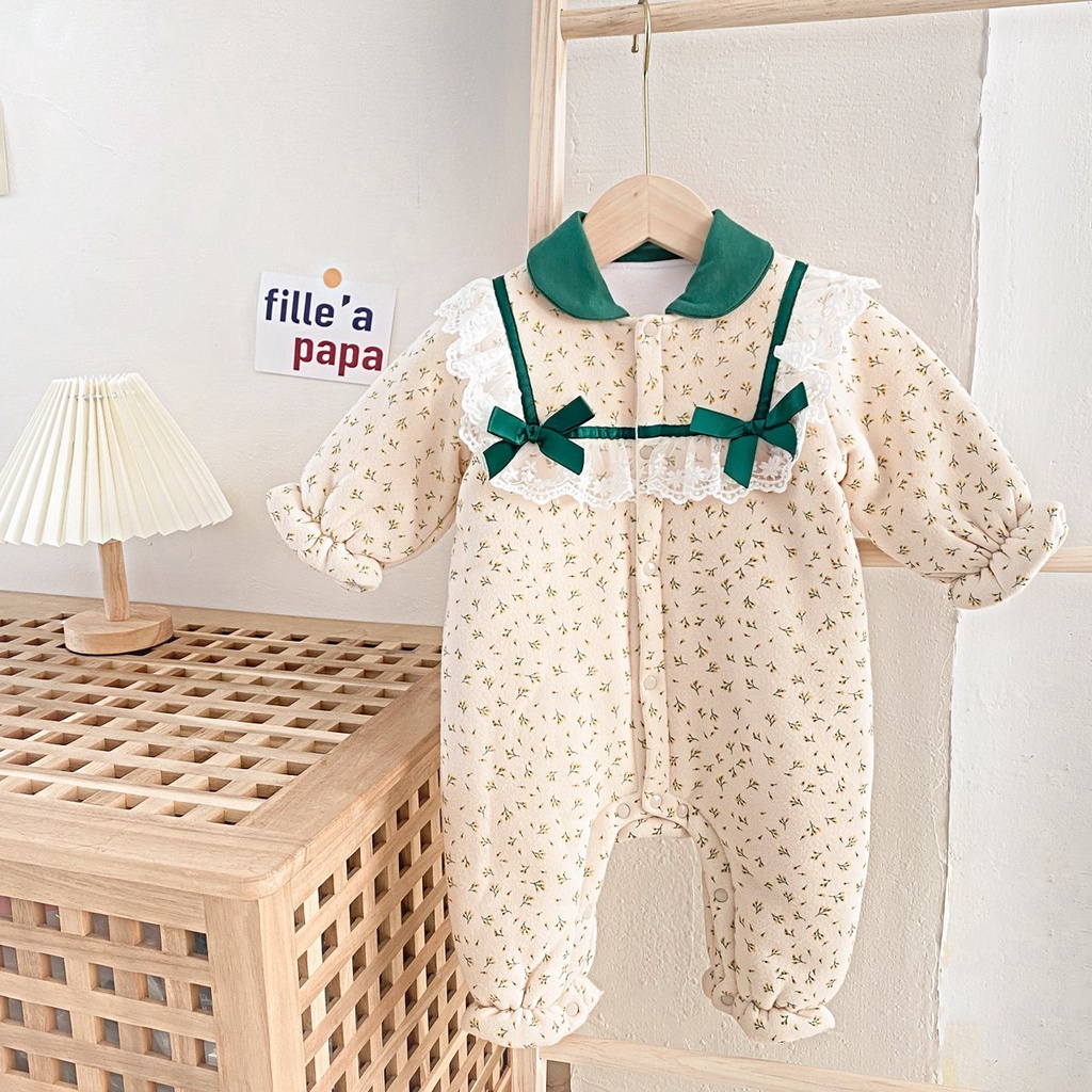 Bộ đồ liền thân Sanlutoz từ cotton thời trang mùa đông dành cho bé gái