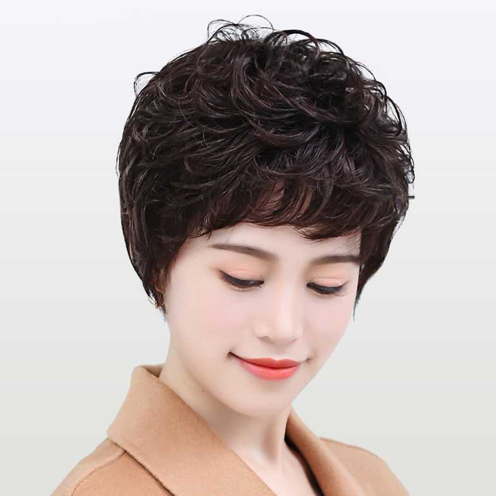 Fashion Short Curly Fluffy Density Wigs Black Wigs for Women Heat Resistant Synthetic Full Head Hair Costume Wig Hairpiece Natural Looking