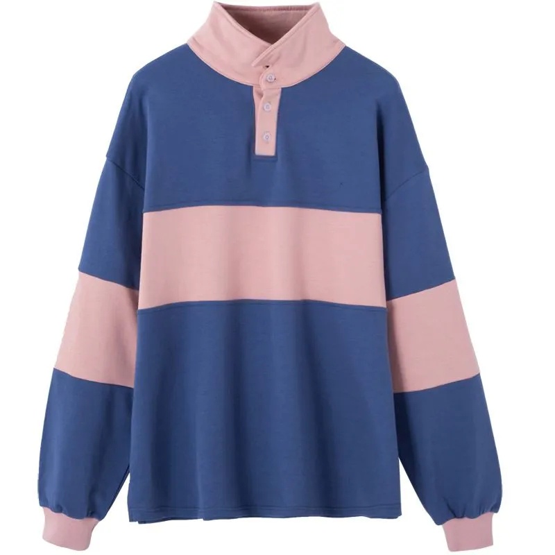Áo sweater PERTY cổ polo tay dài dáng rộng phong cách Hàn Quốc thời trang mùa thu mới dành cho nữ