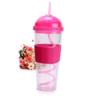 Ly nước ống hút loại to màu hồng