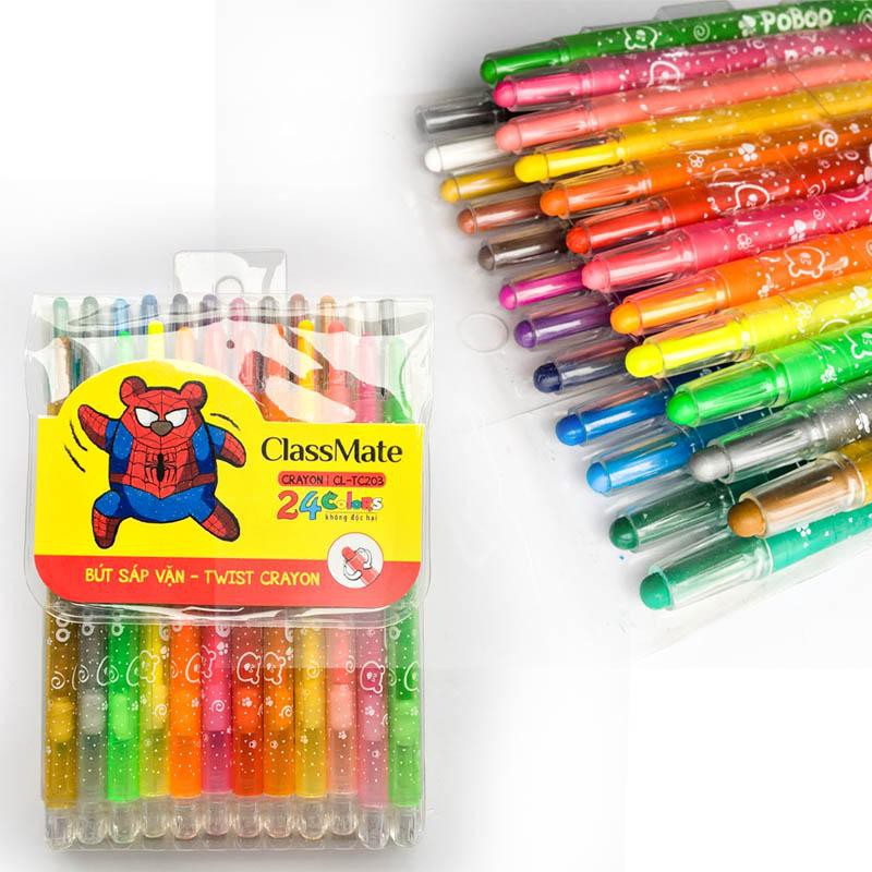 Bộ bút sáp vặn CLASSMATE 12,18,24 màu  loại dài- Hàng chính hãng