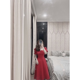 Váy bánh bèo pha trắng đỏ