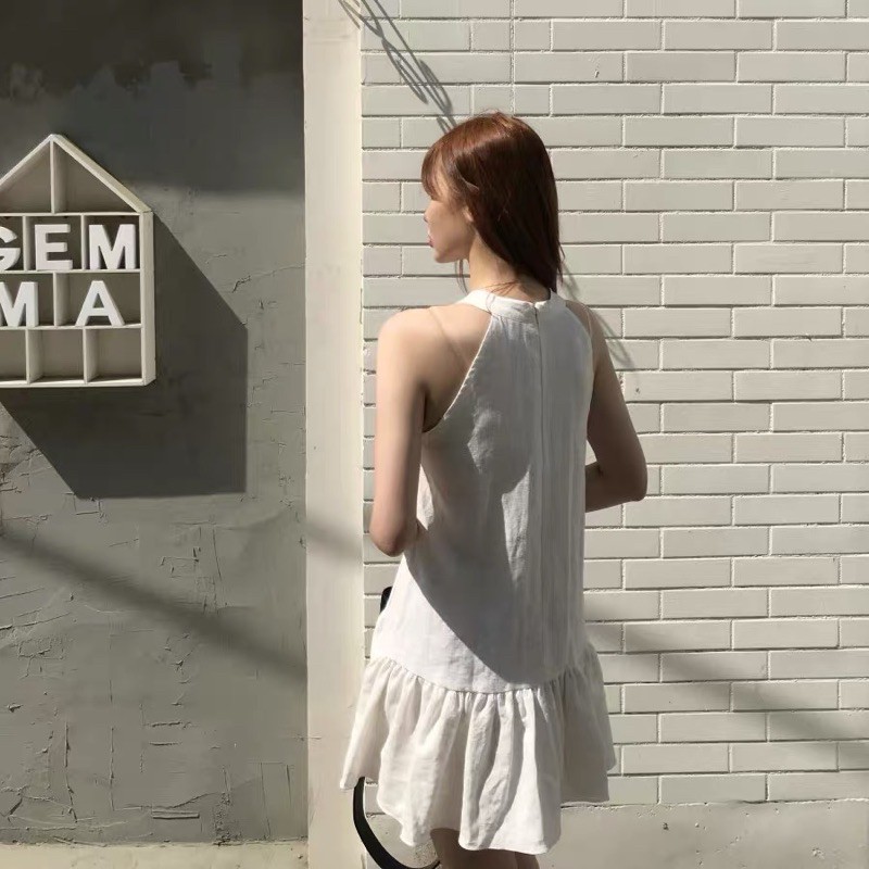 [ẢNH&VIDEO THẬT CUỐI] Đầm yếm đuôi bèo mát mẻ Trắng Đen | BigBuy360 - bigbuy360.vn