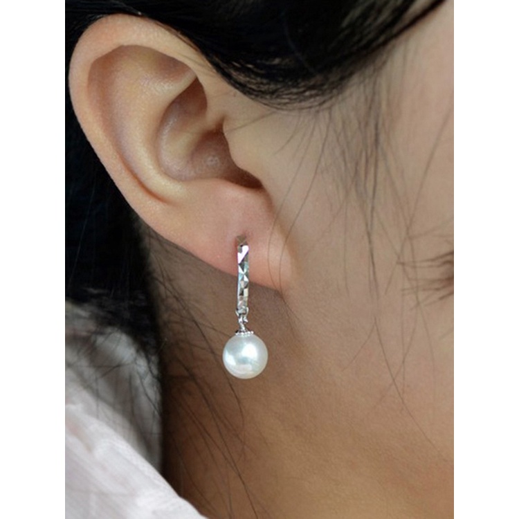 Khuyên Tai Kim Bạc 925 Đính Đá Ngọc Trai Phong Cách Hàn Quốc