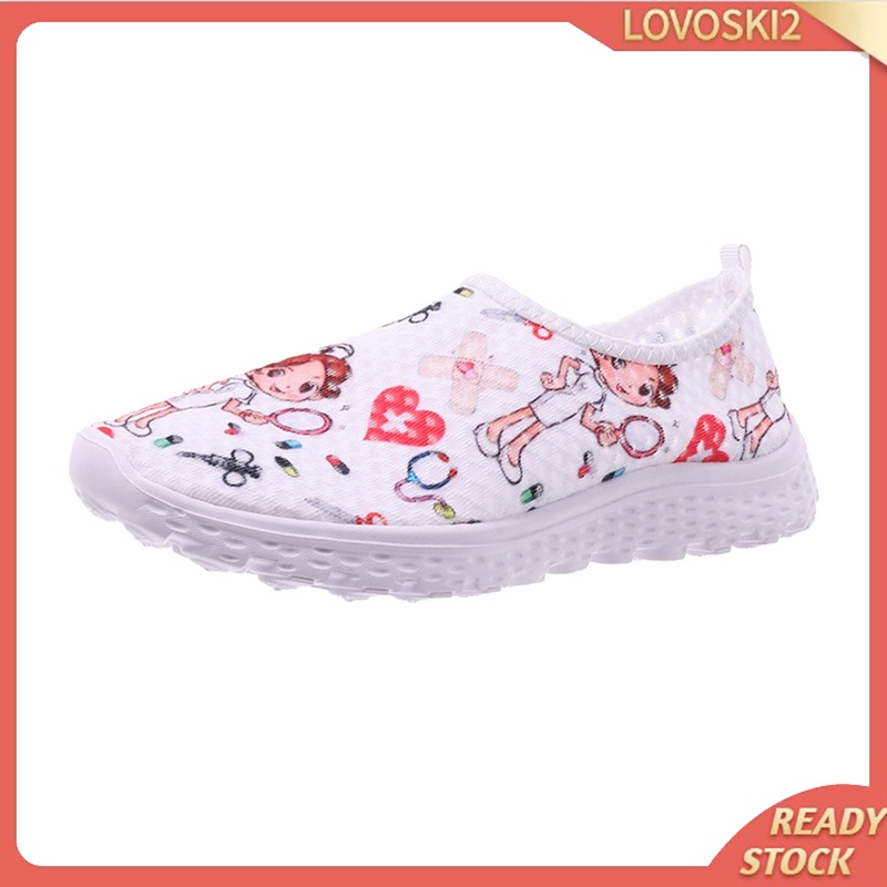 [LOVO] Nurse Doctor Women Sneakers Cosplay Slip On Mesh Cosplay Cartoon Shoes