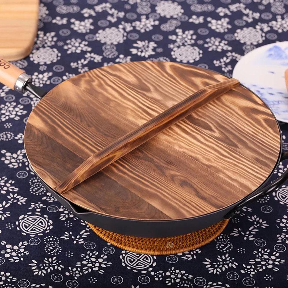 Shanrong linh sam nắp nồi gỗ phụ kiện nhà bếp bằng gỗ chống tràn nắp chảo thủ công