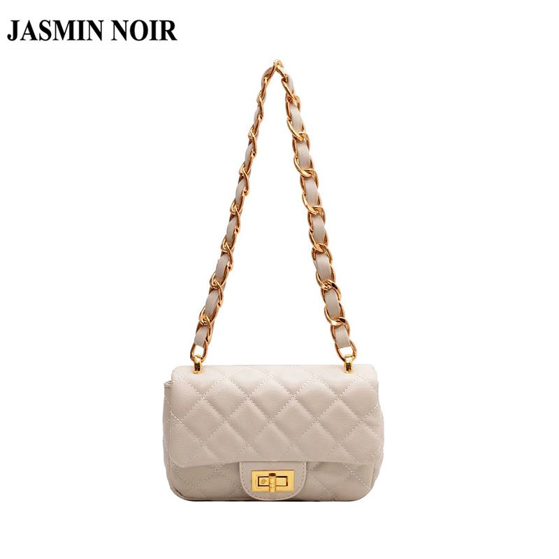 Túi đeo chéo JASMIN NOIR họa tiết caro phối dây xích thời trang cho nữ
