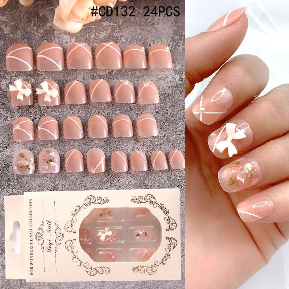 EUCA Bộ Móng Tay Giả Bằng Acrylic Kèm Miếng Dán Màu Hồng Tím