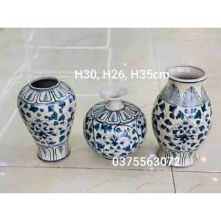 Lọ cắm hoa, trưng bày, decor men rạn vẽ