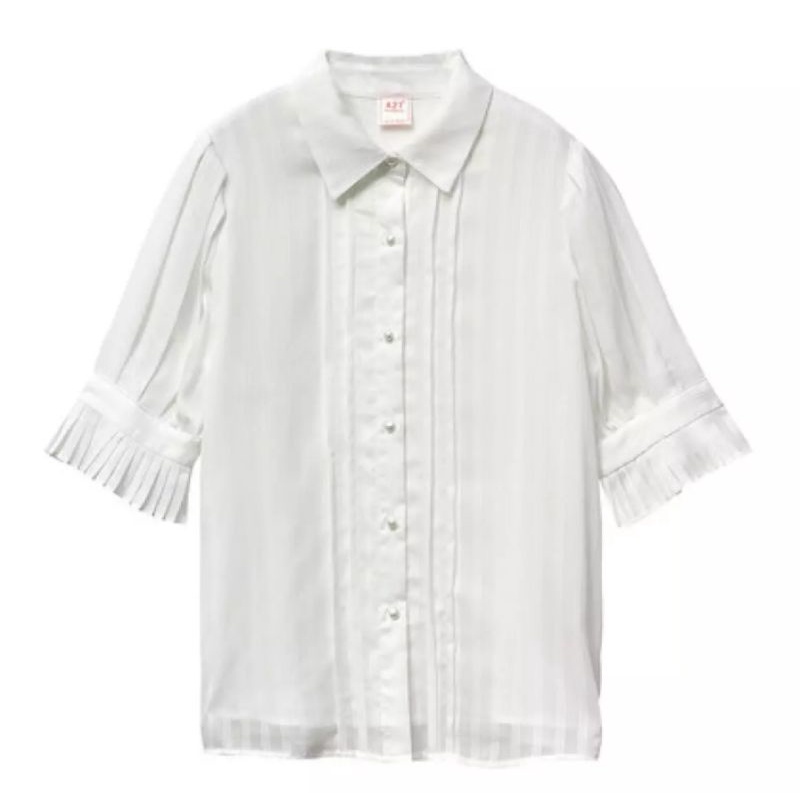 Áo Sơ mi Tay xếp li Cổ bẻ Dây buộc nơ Hàng Hiệu