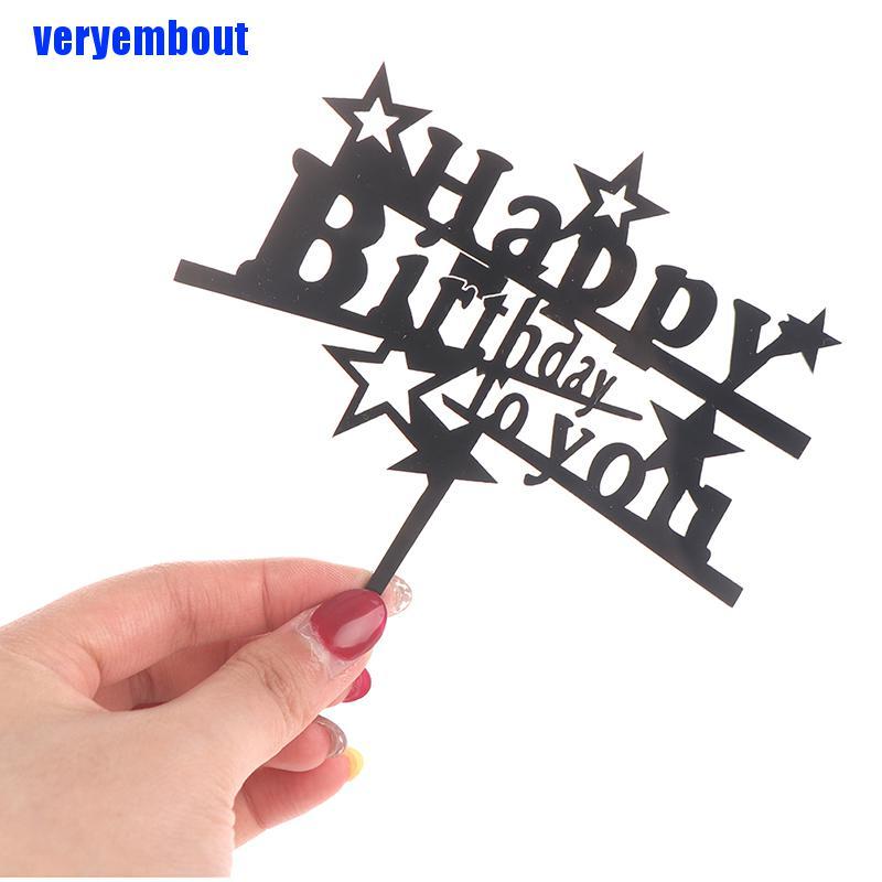 1 Topper Trang Trí Bánh Kem Chữ Happy Birthday Bằng Nhựa Acrylic