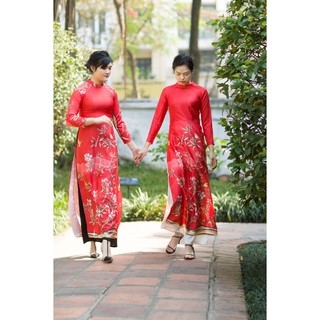 Áo dài tết, áo dài truyền thống một tà siêu xinh, chất liệu lụa thượng hải co giãn - kèm ảnh thật Fkaro