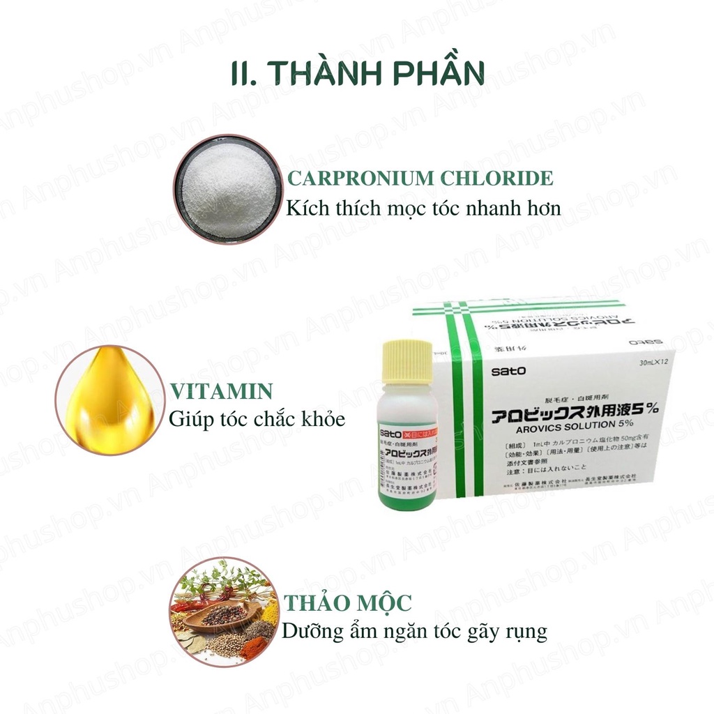 Tinh chất mọc tóc thảo dược Sato Arovics 30ml kiểm soát Rụng Tóc, Thưa tóc, Hói Đầu  - Sản phẩm chính hãng Nhật Bản