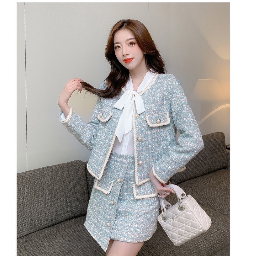 Set Áo Dạ Tweed Dày Dặn Chạy Viền Kèm Chân Váy LYLANSTORE Phong Cách Hàn Quốc Siêu Hot - Hàng Thiết Kế