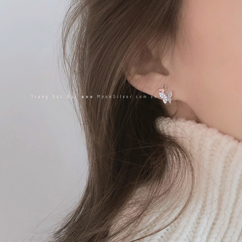 Khuyên tai, bông tai bạc nữ s925 cánh bướm Butterfly moonsilver