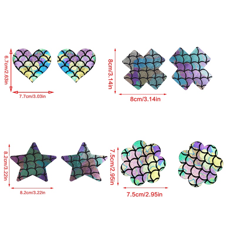 Youyo Miếng Bọc Nhũ Hoa Ngực Họa Tiết Vảy Cá Lấp Lánh Nhiều Màu Sắc Dùng Một Lần