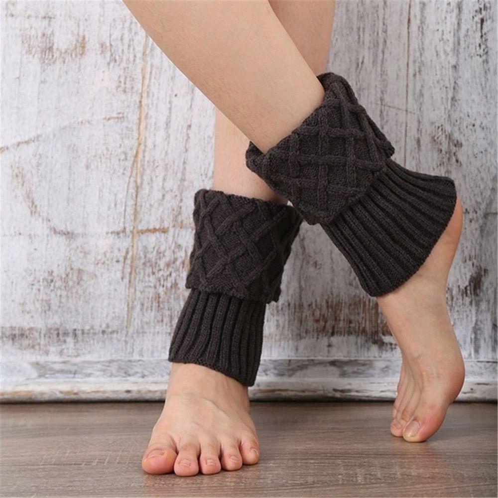 Đôi Tất Ống Chân Len Giữ Ấm Đính Nút Gợn Sóng Thời Trang Cho Nữ