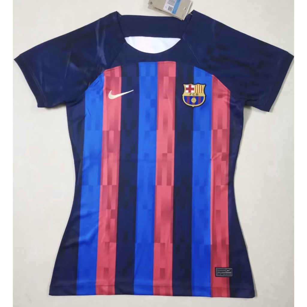 Áo Jersey Bóng Đá + Áo Bóng Đá Ngắn Kẻ Sọc Xanh Dương Kích Thước S-Màu Đỏ Barcelona Cho Nữ 2223 + Kích Thước S-Màu Xanh Dương Mới Maange