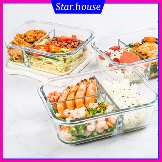 [XẢ KHO] Hộp cơm thủy tinh 3 ngăn, Hộp đựng thức ăn thủy tinh 3 ngăn
