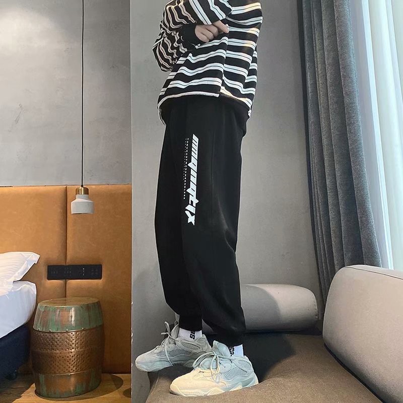 Quần dài thể thao ống rộng in chữ phong cách Hàn Quốc năng động thời trang cho nam size m - 5xl
