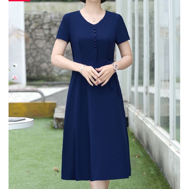 Đầm Chiffon Tay Ngắn Thời Trang Mùa Hè Dành Cho Phụ Nữ Trung Niên 40-50 Tuổi Phong Cách Phương Tây