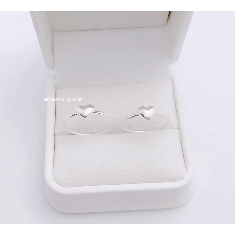Nhẫn Tim bạc ta nhỏ xinh, Nhẫn trơn sáng bóng long lanh vô cùng bắt mắt Mainomi Shop Bạc Xinh