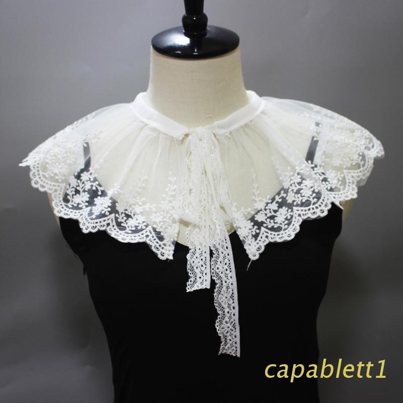 Cổ áo sơ mi giả thêu hoa bằng vải tuyn
