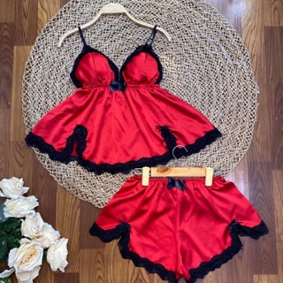 SET BỘ NGỦ 2 DÂY SEXY SATIN LỤA CAO CẤP