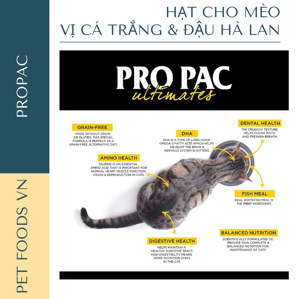 [Mã PET50K giảm Giảm 10% - Tối đa 50K đơn từ 250K] Hạt cho mèo PROPAC Deep Sea Select 2kg vị Cá Trắng &amp; Đậu Hà Lan