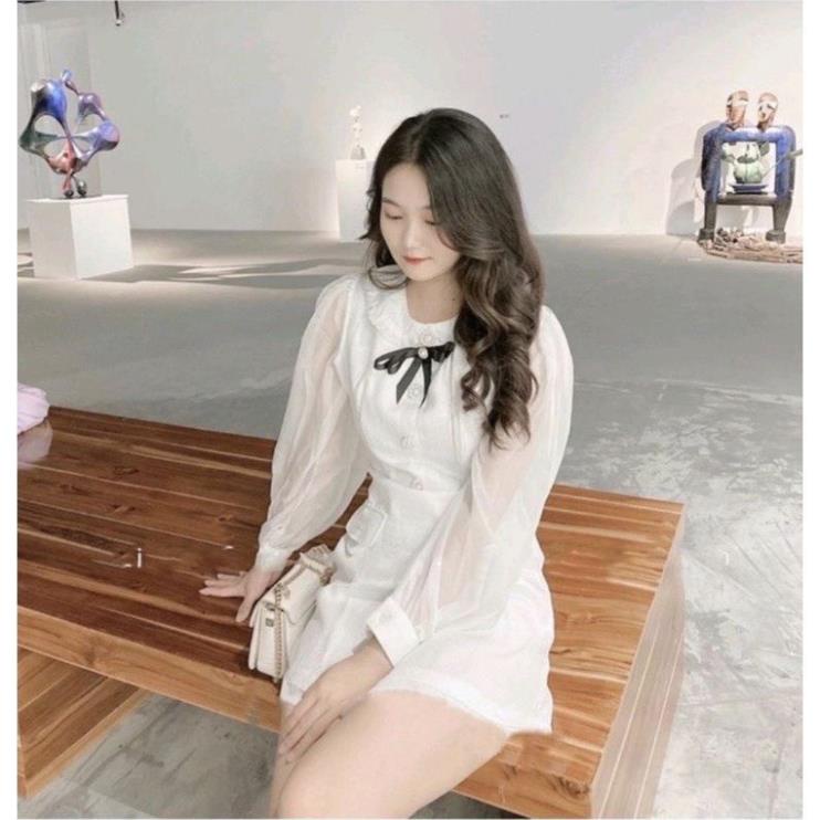 [ 𝐅𝐑𝐄𝐄 𝐒𝐇𝐈𝐏 ]   VÁY TAY BỒNG TANG NƠ CỔ