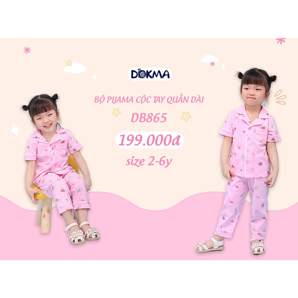 DB865 Bộ pijama cộc tay quần dài cotton Dokma (2-6T)