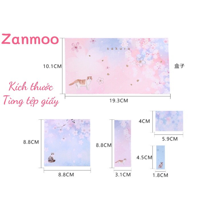 GIẤY GHI NHỚ 480 TỜ ZANMOO Sakura. giấy note sakura Phong cách Cổ Trang