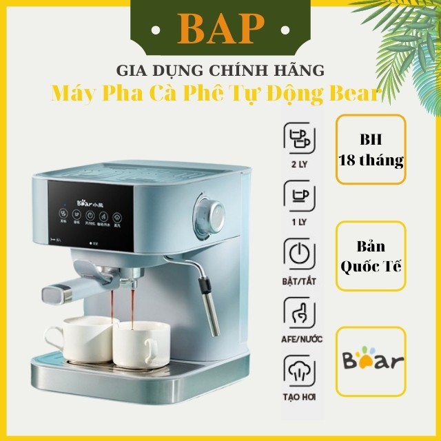 Máy Pha Cà Phê Mini, Cafe, Espresso, Tự Động Tạo Bọt Sữa Bear Bản Quốc Tế BH 18 Tháng