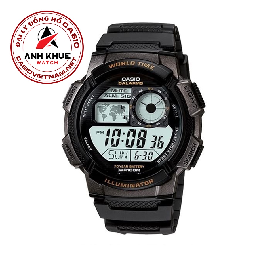 Đồng Hồ Casio Nam AE-1000W-1AVDF Dây Nhựa | Điện tử | Pin 10 năm | WR100M