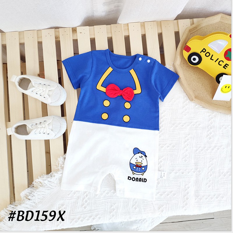 Bodysuit bé sơ sinh, áo sơ sinh cho bé từ 1 tháng đến 1 tuổi vịt Donald thời trang chất liệu cotton 100% cao cấp BD159