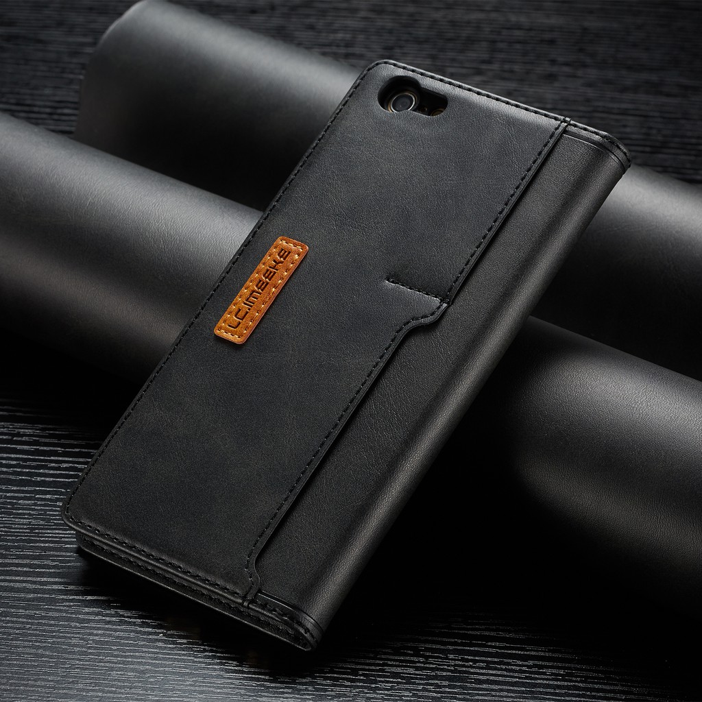 Bao da điện thoại nắp gập có ngăn đựng thẻ màu trơn cho iPhone 6/6S/6+/6S+/7/8/7+/8+/X/XS/XSMAX/XR | BigBuy360 - bigbuy360.vn