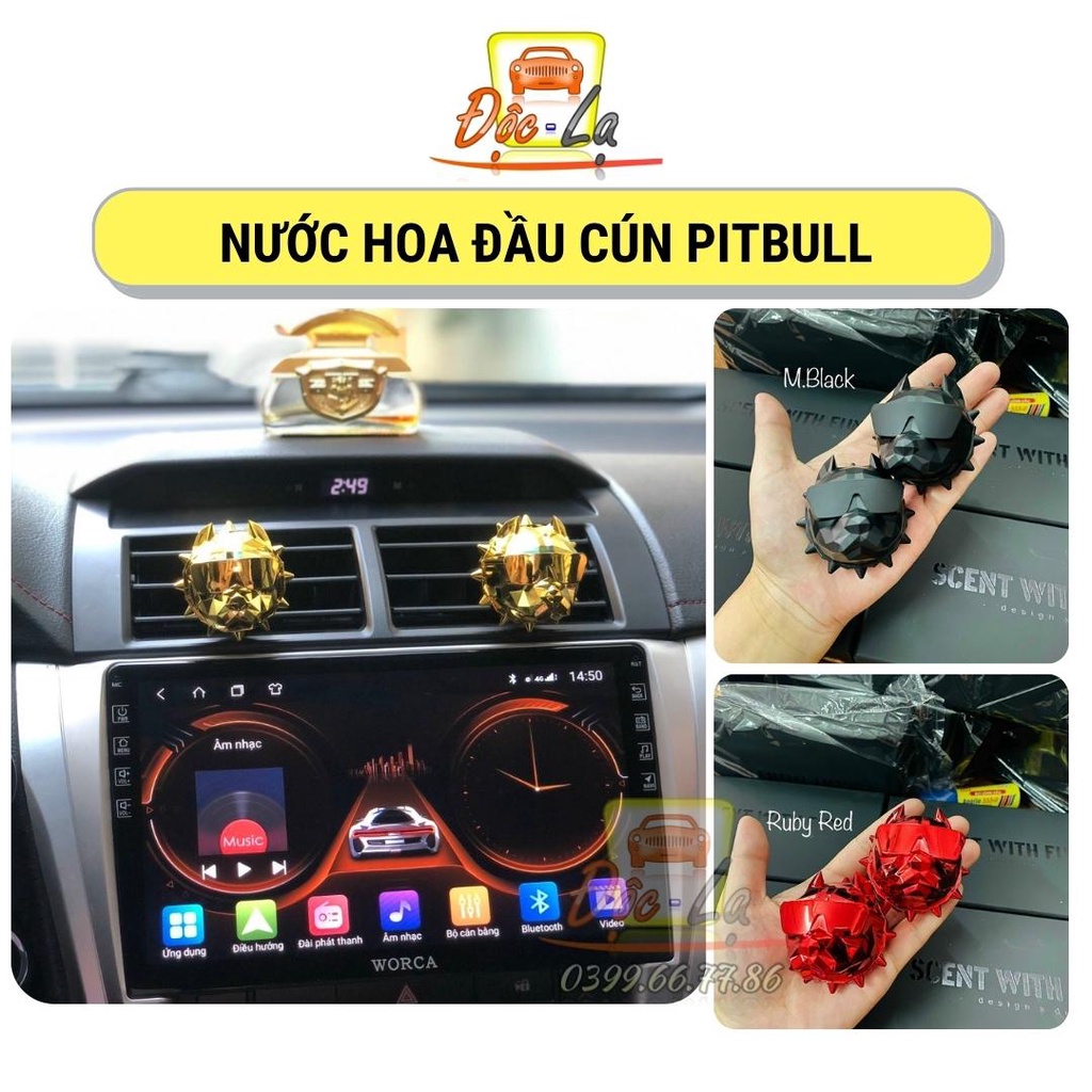 Hộp 2 nước hoa cài cửa gió điều hòa ô tô [ CAO CẤP ] nước hoa đầu chó Pitbull loại xin 15ml