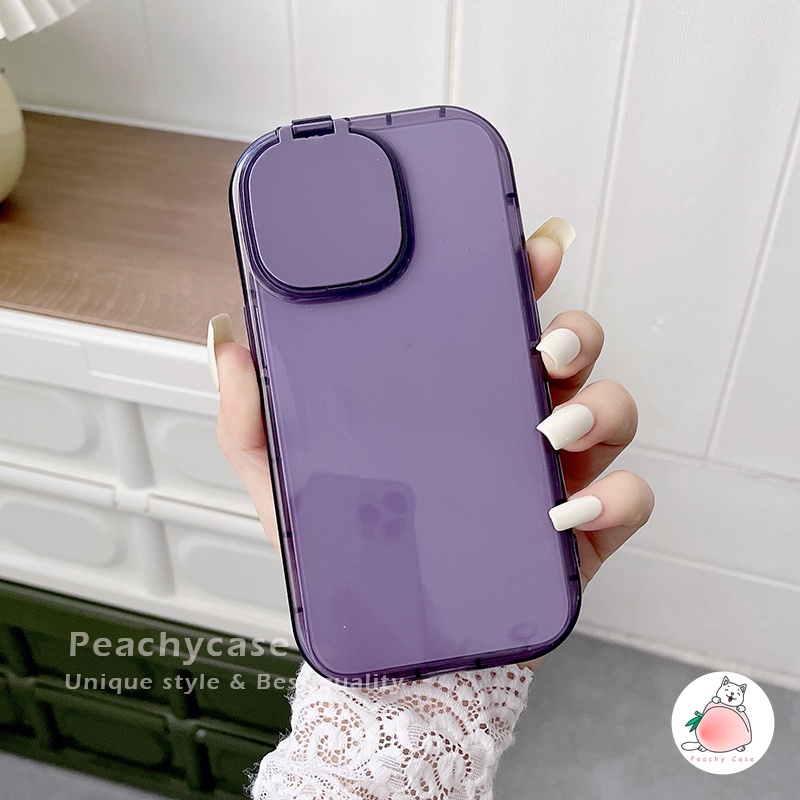 Ốp Điện Thoại TPU Mềm Trong Suốt Màu Trơn Tích Hợp Gương Trang Điểm Cho iPhone 13 12 Pro Max 11 Xr Xs Max X