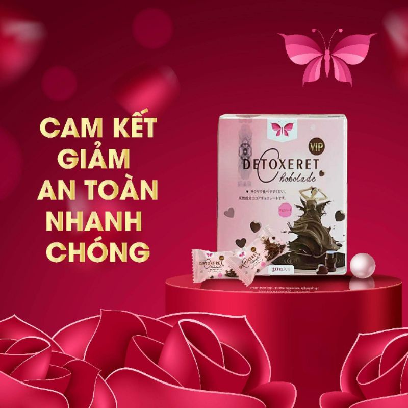Kẹo sôcôla giảm cân Detoxeret Chokolade Vip x3.Hộp 30 gói giảm 4_10 kg